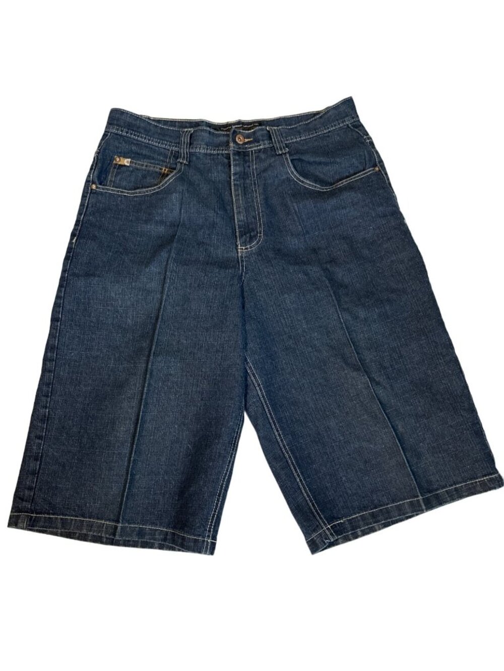 Y2k Men 36 Southpole Jorts Shorts Hip Hop Streetwear Blue Ramie Denim Gold